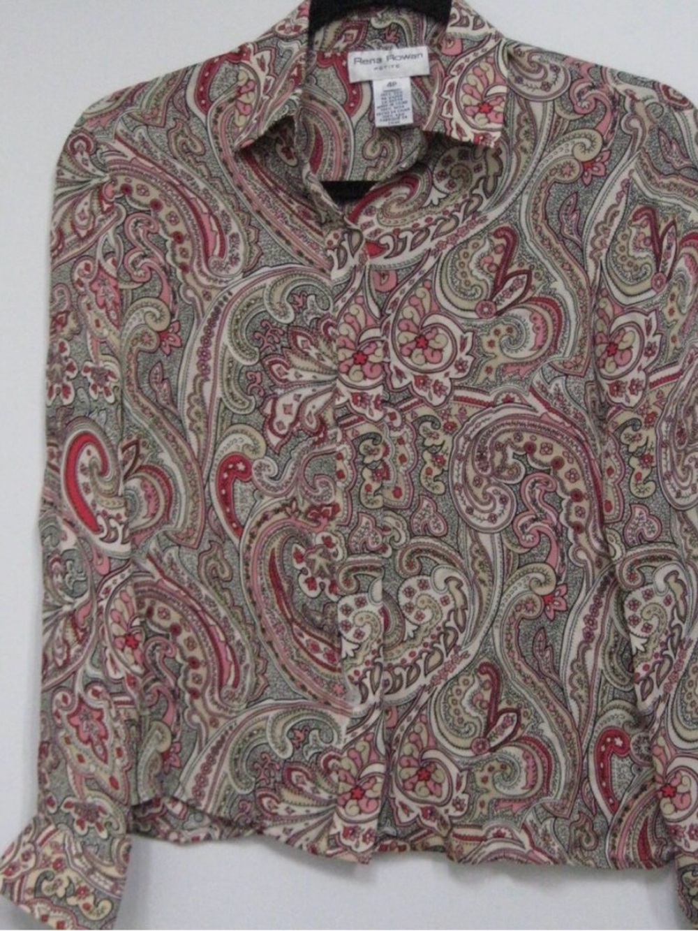 Paisley, 100% silk button down blouse
